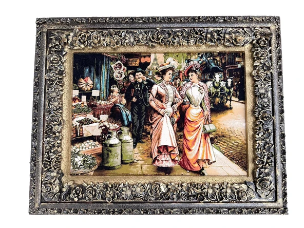 Elegantes Gezintinde Adlı İran Tebriz Halı Tablo 94x75cm - Duvar Halı Kilim Tablo ürün görseli 1