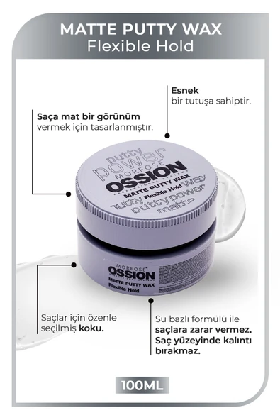 OSSİON WAX 100ML MATTE PUTTY GRİ - Resim 2