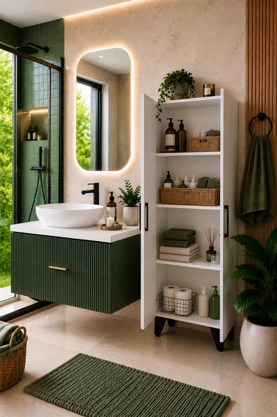Banyo Dolabı 2 Kapaklı MDF, Çok Amaçlı Dolap, Balkon Dolabı ürün görseli 1