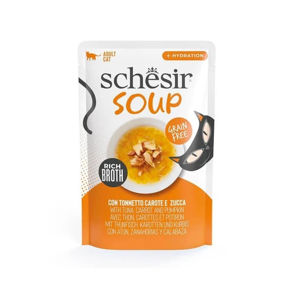 Schesir Soup Ton Balığı ile Bal Kabağı Yetişkin Kedi Çorbası Pouch 40g ürün görseli 1
