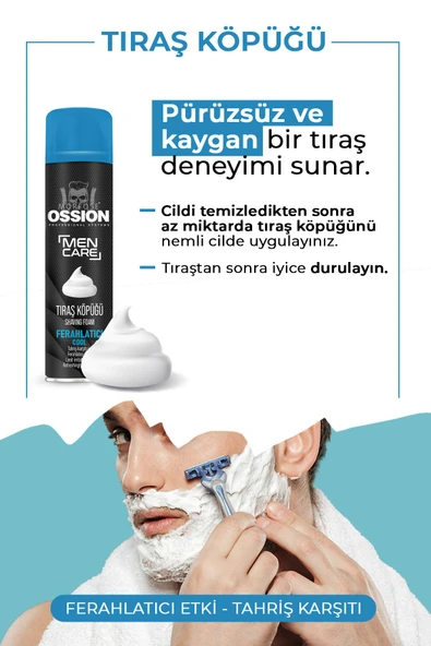 OSSİON TIRAŞ KÖPÜĞÜ 200ML MAVİ - Resim 3