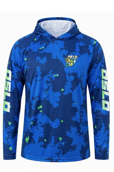 Oslo Performans Balıkçı T-Shirt Kapüşonlu Blue Camo ürün görseli 1