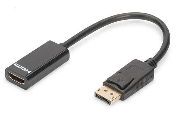 Digutus AK-340408-001-S DisplayPort (DP)  HDMI DP Erkek - HDMI Tip A Dişi, 0.15 metre, siyah ürün görseli 1