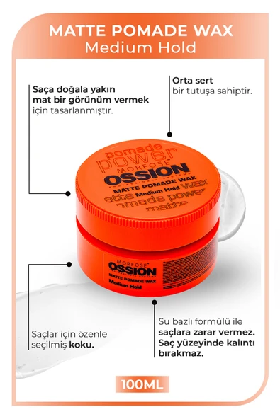 OSSİON WAX 100ML MATTE POMADE TURUNCU - Resim 2