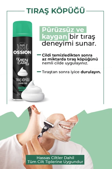 OSSİON TIRAŞ KÖPÜĞÜ 200ML YEŞİL - Resim 3