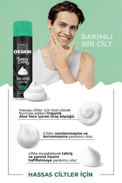 OSSİON TIRAŞ KÖPÜĞÜ 200ML YEŞİL - Resim 2
