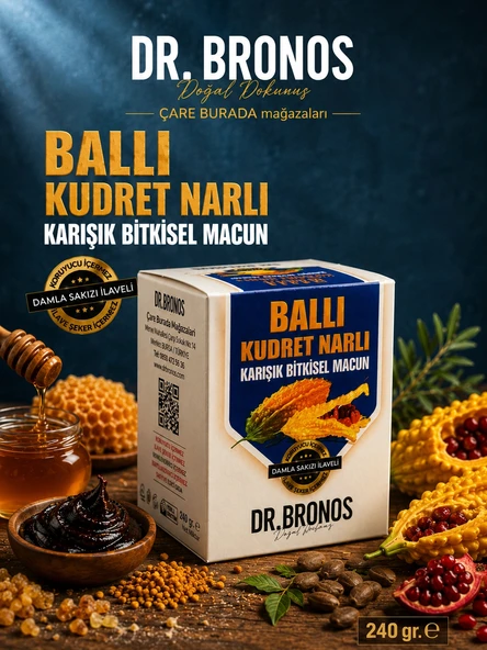 Dr. Bronos - Ballı Kudret Narlı Karışık Bitkisel Macun 240 Gr (Polen & Damla Sakızı & Kantaron) ürün görseli 1