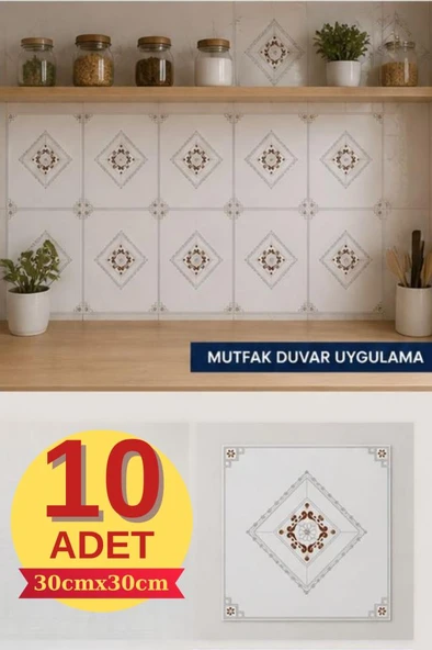 10 Adet 30x30cm Bordo Motifli Desen Köpük Yapışkanlı Mutfak Banyo Duvar Paneli Kağıdı CYCZT00211 ürün görseli 1