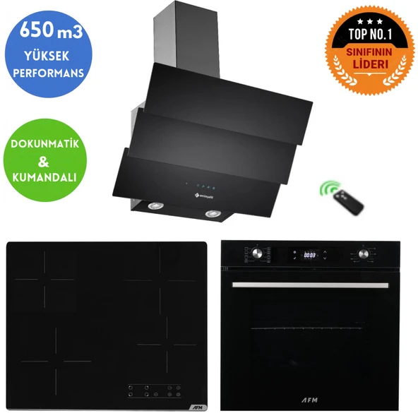 Eminçelik ve AFM Tech Markalı / VEQ Elektrikli Dijital Ankastre Set (FM7700+V6-04 + CH 1455 RC B60) ürün görseli 1