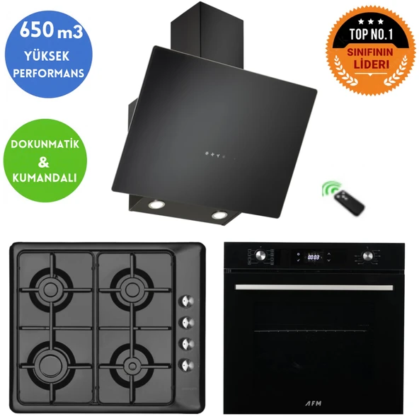 Eminçelik ve AFM TECH Markalı / JUME Siyah Ankastre Set (31 222 Emaye + FM7700+CH 1460 RC B60) ürün görseli 1