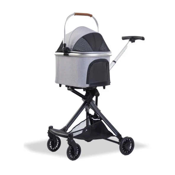 EuroDog Katlanabilir Köpek Arabası Gri 83x48,5x110 cm ürün görseli 1