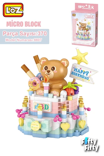 LOZ Micro Block Serisi Sevimli Pasta 370 Parça Oyuncak Yapım Seti FFLZ-8807 ürün görseli 1