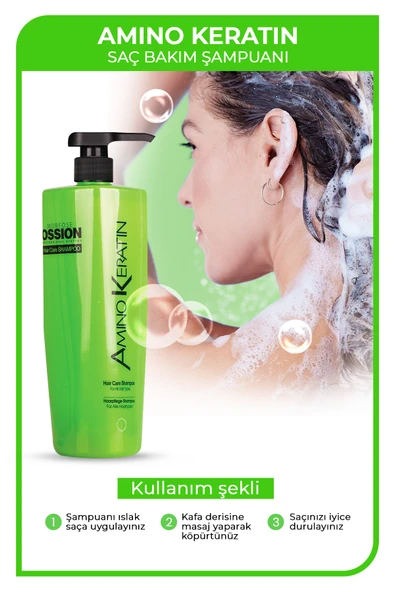OSSİON ŞAMPUAN 800ML AMİNO KERATİN - Resim 3
