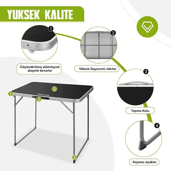 Madfox Zenith Katlanır Kamp Masası SİYAH - Resim 7