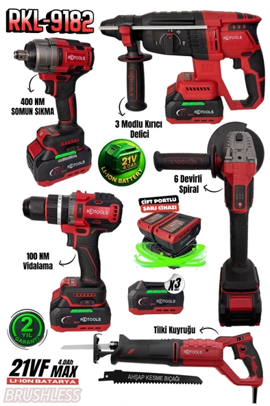 Retools RKL-9182 Profesyonel 5'li Set ürün görseli 1