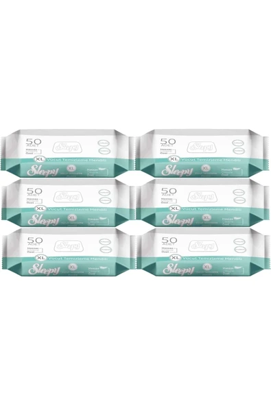 Sleepy Hasta Vücut Temizleme Islak Mendil Havlu 50 Yaprak XL (6 Lı Set) ürün görseli 1