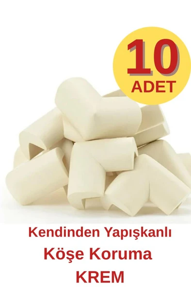Kendinden Yapışkanlı 10 Adet Krem Kum Bej Bebek Çocuk Köşe Koruma Masa Sehpa Mobilya Kenar Koruyucu ürün görseli 1