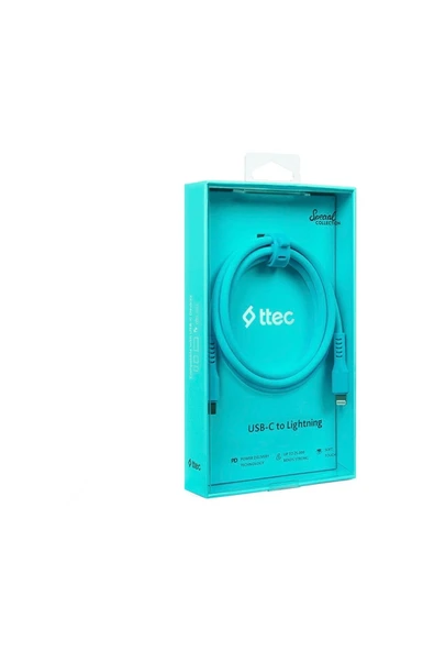 Ttec 2DK60NM USB-C- Lightning Hızlı Şarj Kablosu 120 cm Neon Mavi ürün görseli 1