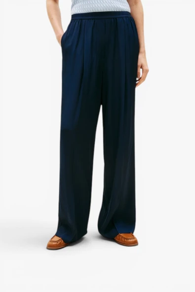 Tommy Hilfiger   VISCOSE TWILL PULL ON LOOSE STR Kadın Mavi Pantolon - WW0WW48996 ürün görseli 1