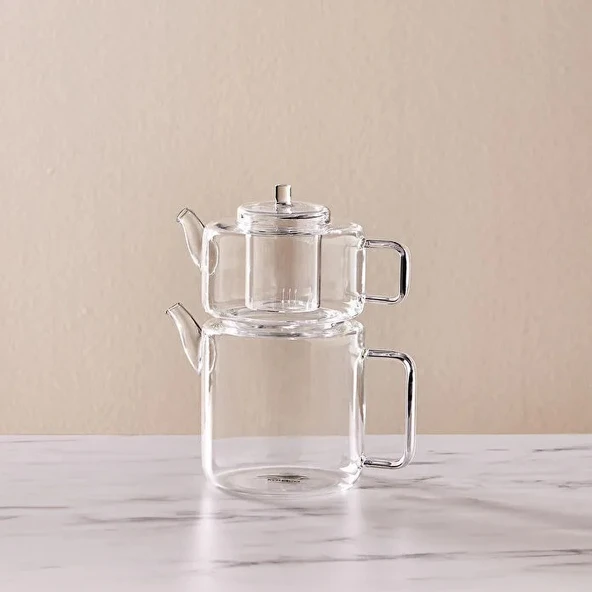 Borosilikat Cam Çaydalık Takımı 1,8+1,1 Litre ürün görseli 1