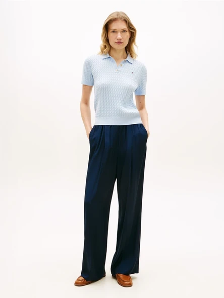 Tommy Hilfiger   VISCOSE TWILL PULL ON LOOSE STR Kadın Mavi Pantolon - WW0WW48996 ürün görseli 1