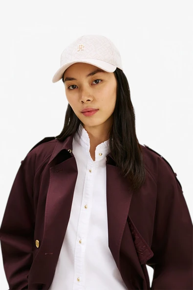 Tommy Hilfiger   TH MONOGRAM JACQ CAP Kadın Bej Şapka - AW0AW18331 ürün görseli 1
