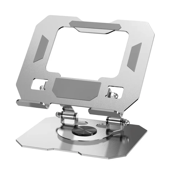 HADRON HDX8022 360° Döner Katlanır Ayarlanabilir Masaüstü Tablet ve Telefon Standı Metal - Gümüş ürün görseli 1