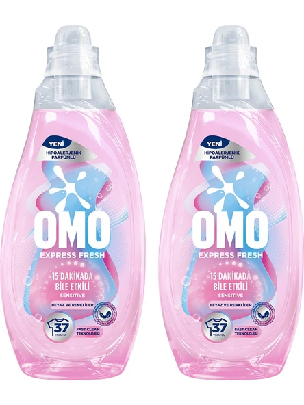 Omo Express Fresh Sensitive Beyaz & Renkliler 1480 Ml x 2 Adet ürün görseli 1
