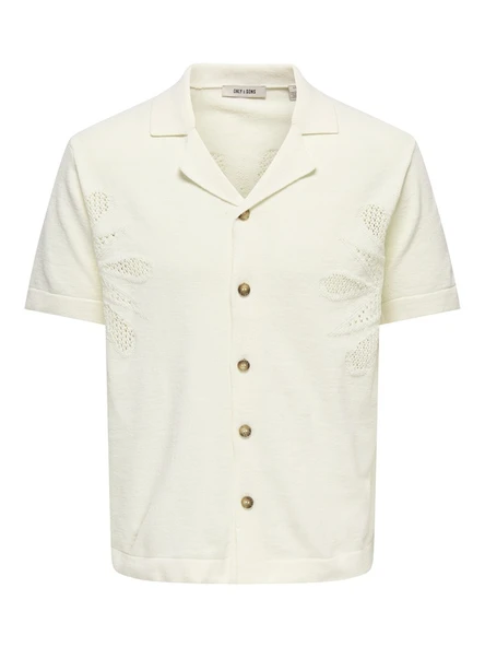 Only & Sons   ONSJAM LIFE REG SS SHIRT KNIT Erkek Beyaz Hırka - 22037745 ürün görseli 1
