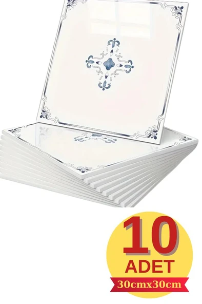 10 Adet 30x30cm Mavi Motifli Desen Köpük Yapışkanlı Mutfak Banyo Duvar Paneli Kağıdı CYCZT00212 ürün görseli 1
