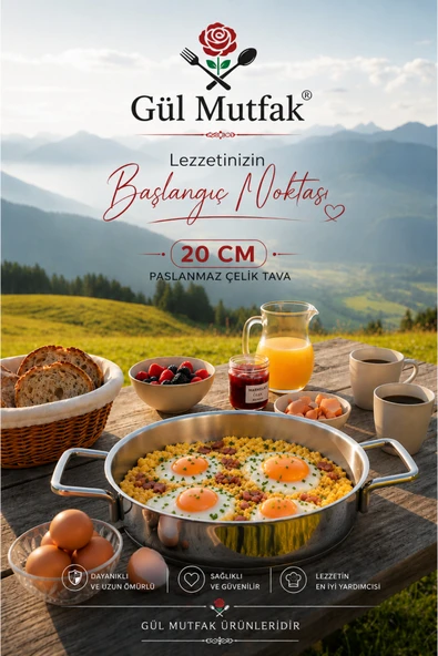 Sahan 20 cm Tava Yumurtalık Sahan Paslanmaz Çelik ürün görseli 1