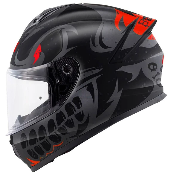 GIVI 50.X BONES MAT SİYAH-KIRMIZI KASK ürün görseli 1