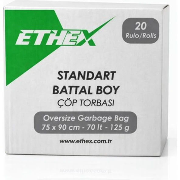 Ethex Battal Boy Mavi Renk Çöp Torbası 20 Paket - 75x90 Cm ürün görseli 1