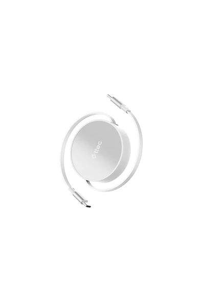 Ttec USB-C - USB-C Mini Makaralı 100W PD/QC 120cm Hızlı Şarj Kablosu -  Ay Parıltısı 2DK65G ürün görseli 1
