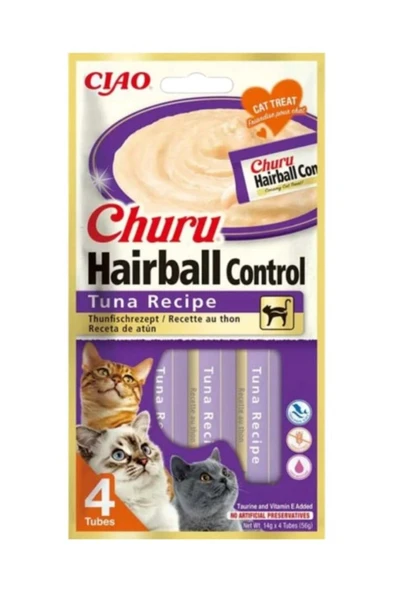 Inaba Ciao Churu Hairball Tüy Yumağı Kontrollü Ton Balıklı Ödül Maması 4 x 14 Gr ürün görseli 1