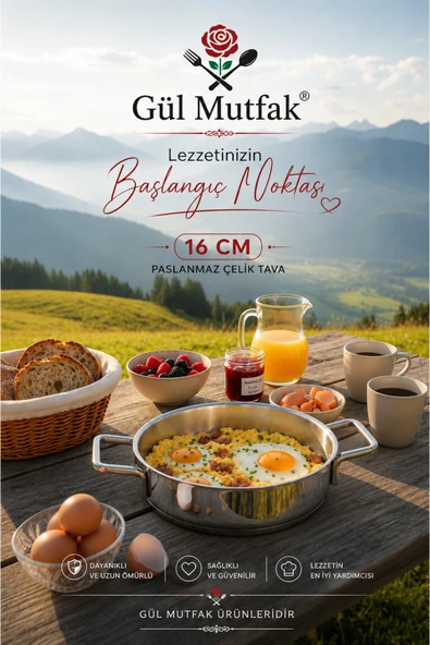 Sahan 16 cm Küçük Tava Yumurtalık Sahan Paslanmaz Çelik ürün görseli 1