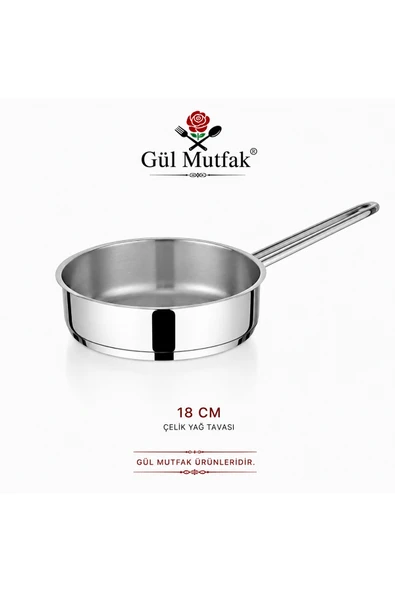 Orta Boy 18 Cm Yağ Tava Paslanmaz Çelik ürün görseli 1