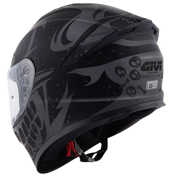 GIVI 50.X BONES MAT SİYAH-GRİ KASK - Resim 2