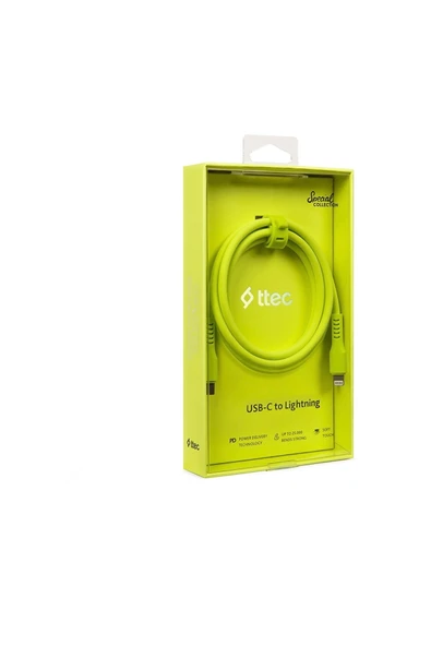 Ttec 2DK60NS USB-C- Lightning Hızlı Şarj Kablosu 120 cm Neon Sarı ürün görseli 1
