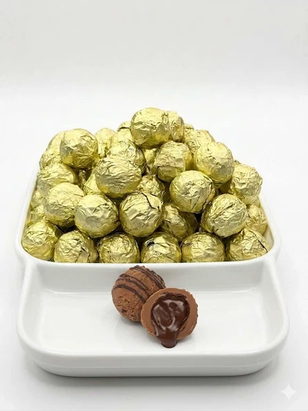 Melodi Çikolata Yaldızlı Sütlü Trüf Çikolata Altın 500g ürün görseli 1