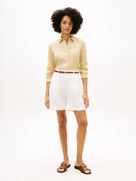 Tommy Hilfiger   ESS LINEN RELAXED SHIRT Kadın Bej UK Gömlek - WW0WW44679 ürün görseli 1