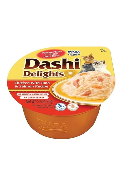 Inaba Ciao Dashi Delights Tavuk Ton ve Somon Balıklı Kedi Çorbası 70 Gr ürün görseli 1