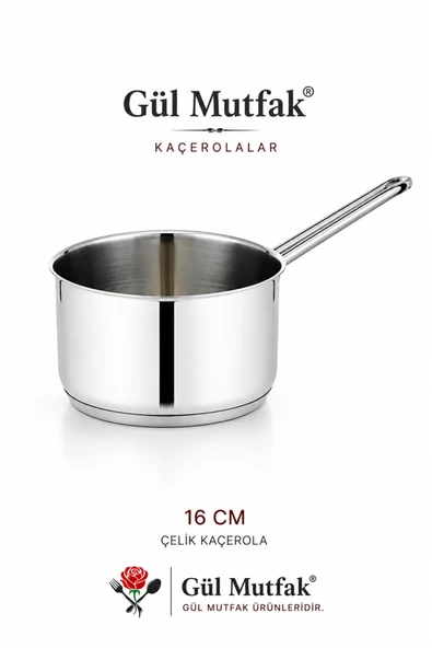 Kaçerola Sütlük ve Sosluk Tabanlı 16 cm 1400 ML Paslanmaz Çelik ürün görseli 1