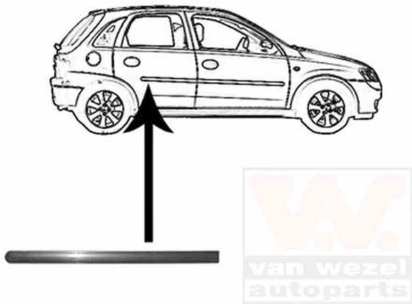 Opel Corsa 2000-2003 Arka Kapı Bandı Sağ Siyah 5 (Adet) (Oem No:5171011) ürün görseli 1