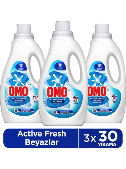 Omo Active Fresh Cold Power Beyazlar Için Sıvı Deterjan 1500 Ml x 3 ürün görseli 1