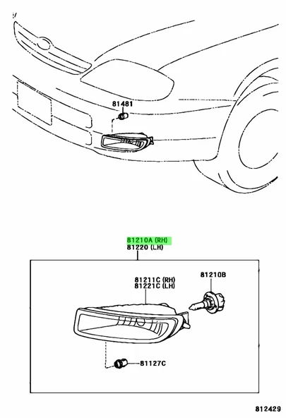 Toyota Corolla 1999-2000 Sis Lambası Duysuz Ön Sol (Oem No: 81210-12150) ürün görseli 1