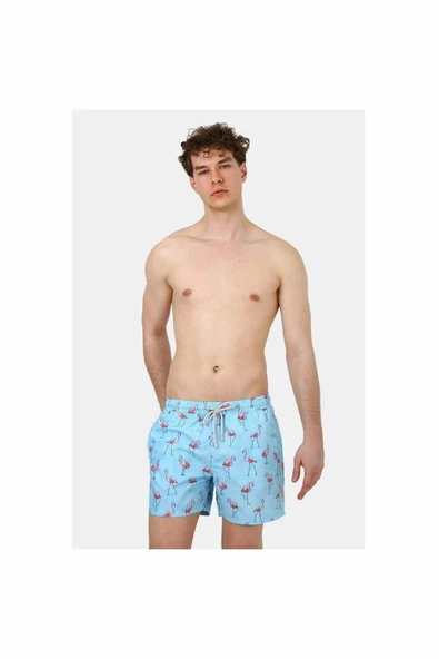 John Frank All Over Prınted Erkek Deniz Şortu JFSSSW43-FLAMINGO BLUE ürün görseli 1