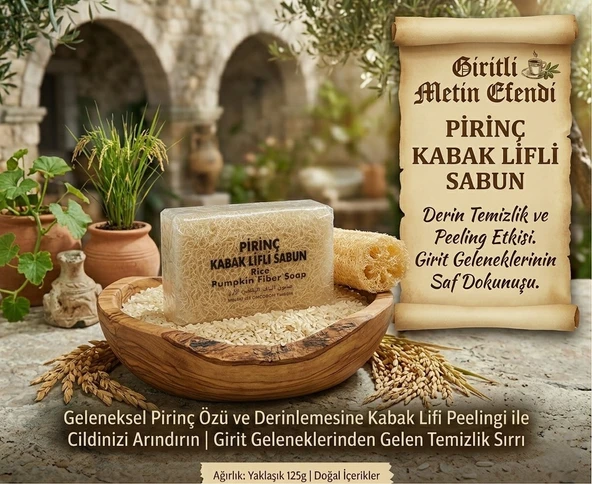 Giritli Metin Efendi Doğal Kabak Lifli Sabun - Pirinç ürün görseli 1