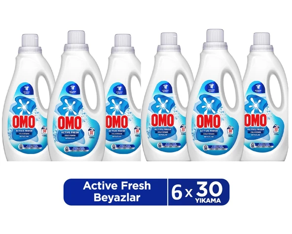 Omo Active Fresh Cold Power Beyazlar Için Sıvı Deterjan 1500 Ml x 6 ürün görseli 1