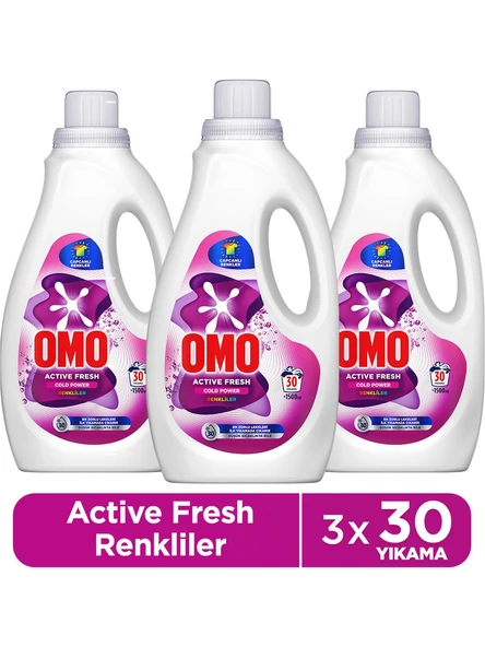 Omo Active Fresh Cold Power Renkliler Için Sıvı Deterjan 1500 Ml x 3 ürün görseli 1